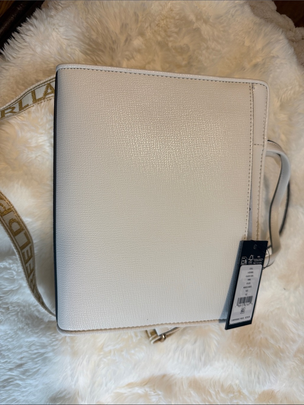 Karl Lagerfeld White Paris Graphic Shoulder Tote with Multicolor Accents - Picture 11 of 11